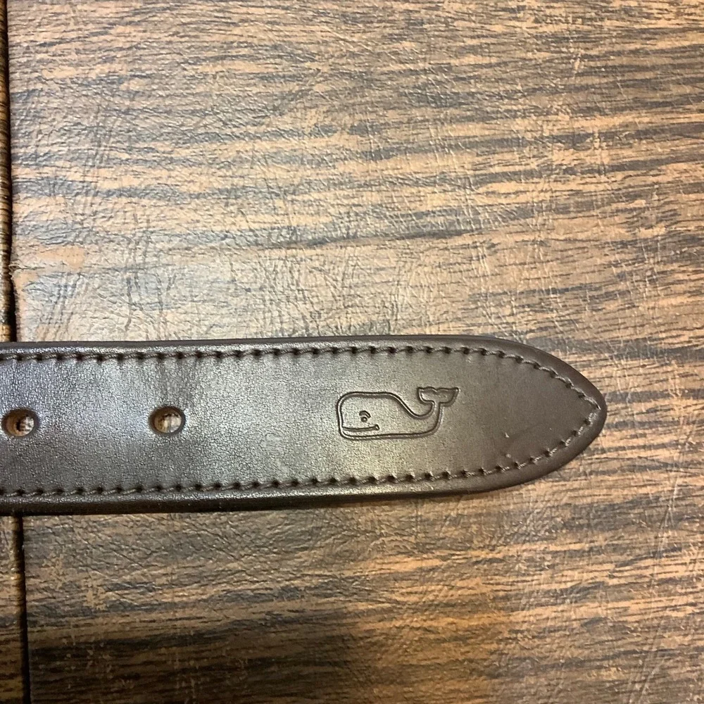 Vineyard Vines Mens Canvas Club Belt Size 32‎ Navy Pink Crab Leather Brass USA
